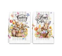 YOKJGHDO Set di 2 strofinacci coniglietti pasquali da cucina in cotone