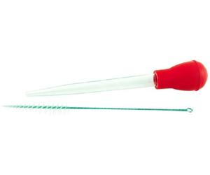 Yoko Design 1098 - Pipa con pompetta in Silicone, per irrorare arrosti, 4,5 x 28,2 cm, Colore: Rosso/Trasparente