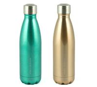 Yoko Design Bottiglia isotermica doppia parete in acciaio inox, senza BPA, bottiglia riutilizzabile eco-responsabile per acqua, sport, bambini, ufficio, viaggio 260/500/750 ml, glitter oro, 1382