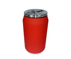 YOKO DESIGN - Thermos a Forma di lattina, in Acciaio Inox, 13 cm Gomma Rossa Morbida