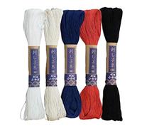 Yokota Daruma Sashiko - Set di 5 matasse, colore essenziale (filo sottile Sashiko - Hoso)