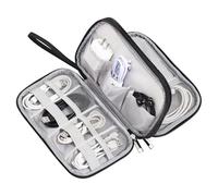 Yokuni Organizer Cavi, Porta Cavi Da Viaggio a Doppio Strato con Maniglia Portatile, Porta Cavi Organizer Custodia per USB Portatile, Schede SD, Cavi di Ricarica e Accessori Elettronici (Nero)