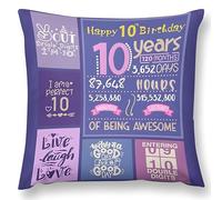 YOKUPOTAC Federa per cuscino per 10° compleanno, regalo di compleanno per bambina di 10 anni, decorazione per cuscino, 45 x 45 cm, double-face, idea regalo di buon compleanno, figlia, nipote, 45 x 45