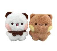 YOKUSHI 2 Pcs Bubu and Dudu Bears Magnetic Stuffed Animals with Chains Decorations, Cute Cartoon Figurine Keychain Decor for Backpacks, Desks, Home, Valentine's Day Gifts