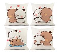 YOKUSHI Bubu and Dudu - Set di 4 federe per cuscini 45 x 45 cm, in lino, double-face, decorative per divano, con cerniera invisibile, decorazione per soggiorno e divano (B)