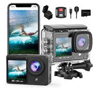 Yolansin 4K30FPS Dual Screen Action Cam con 32G SD Card, Pre-registrazione HD 20MP Touchscreen Videocamera, 131FT Impermeabile Subacquea Telecamera con 2.4G Telecomando 2 Batterie Accessori