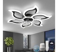 YOLEDY Lampada Ventilatore da Soffitto, Compatibile con Alexa Google Home, Intelligente Pale da Soffitto con Luce e Telecomando, Dimmerabile, Reversibile 6 Velocità, Motore DC, Nero