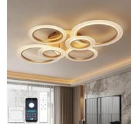 YOLEDY Plafoniera LED Soffitto Moderna Dimmerabile con Telecomando e App, Lampadario Design a 6 Anelli (88cm 40W) per Soggiorno e Camera da Letto - Luce Regolabile 3000K-6500K, Oro