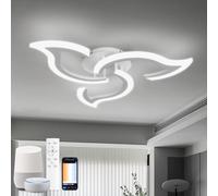 YOLEDY Plafoniera Smart Compatibile con Alexa, LED Dimmerabile con App e Controllo Vocale, Lampadario Moderno a Fiore con Telecomando per Camera da Letto, Sala da Pranzo, Cucina, WiFi 2.4GHz, Bianco