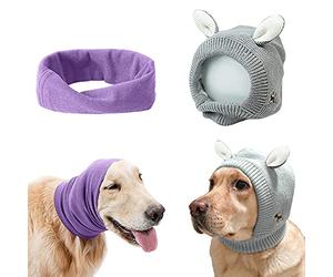 Yolent Cuffie silenziose per cani, paraorecchie per cani che abbaiano, paraorecchie per cani di taglia media e grande, 2 pezzi, protezione per l'udito del cane, protezione contro i fuochi d'artificio,