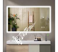 YOLEO Specchio Bagno Bluetooth, Specchio Bagno 100 x 60 cm,Specchio da Bagno con Luce 3 Colori, Interruttore Touch, Funzione Antiappannamento, Vetro Antideflagrante, IP44