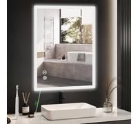 YOLEO Specchio Bagno con Luce LED Orientabile 3 Colori, 50x70 cm Specchio da Bagno con Presa di Corrente, Antiappannamento, Antideflagrante, con Interruttore Touch, Verticale/Orizzontale