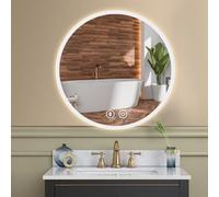 YOLEO Specchio Bagno Rotondo con Luce LED Orientabile in 3 Colori, 50 x 50 cm Specchio da Bagno con Interruttore Touch e Funzione Antiappannamento, 6400 K