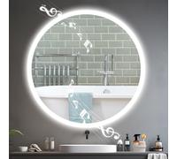 YOLEO Specchio da Bagno Bluetooth, Specchio Rotondo 70 cm con Luce 3 Colori, Interruttore Touch, Funzione Antiappannamento, Vetro Antideflagrante, IP44