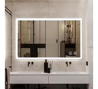 YOLEO Specchio da Bagno con Illuminazione, 100 x 60 cm, Specchio LED con Interruttore Touch e Funzione Anti-appannamento, Bianco Freddo 6400 K
