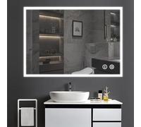 YOLEO Specchio da Bagno con Illuminazione, Specchio LED con Interruttore Touch e Funzione Anti-appannamento, 100 x 60 cm, Bianco Freddo 6400 K