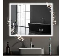 YOLEO Specchio da Bagno con Luce, Specchio a LED con Bluetooth, Specchio Bagno con Presa di Corrente, Antiappannamento, 3 Colori di Luce Regolabili, 80x60cm