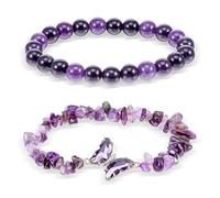 Yolev 2 braccialetti a farfalla viola da donna braccialetti elasticizzati con perline di cristallo viola braccialetto dell'amicizia con graziosi ciondoli a farfalla braccialetto elastico a strati per