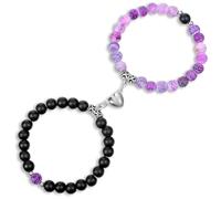 Yolev 2 Pezzi Bracciali Coppia Magnetici Braccialetti da Oomo per Donna Bracciale Amicizia Donna per Sempre Relazione a Lunga Distanza Bracciale a Cuore per Fidanzato Fidanzata Amante Migliore Amico