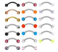 Yolev 20pcs Sopracciglio Anelli 16G Verticale Labret Labret Gioielli In Acciaio Inox Sopracciglio Rook Piercing Gioielli Curvo Barbell Sopracciglia Anelli Orecchio Rook Helix Conch Daith 10mm