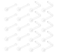 Yolev 20pcs Trasparente Naso Piercing 20g Acrilico Trasparente Naso Stud Per Lavoro A Forma di L Dritto Invisibile Nasi Anelli Bioflex Borchie Flessibile Piercing Fermo Gioielli Per Lavoro Chirurgia