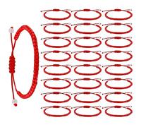 Yolev 24 Pezzi Braccialetti di Corda Rossi Bracciale Nodo Amuleto Protezione Corda Rossa Braccialetto Amicizia Fatto a Mano Nodo Kabbalah Bracciale Filo Rosso del Destino Fortunato per Donna Uomini