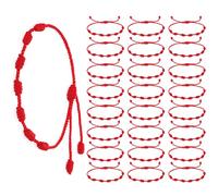 Yolev 24 Pezzi Braccialetti di Corda Rossi Bracciale Nodo Amuleto Protezione Corda Rossa Braccialetto Amicizia Fatto a Mano Nodo Kabbalah Bracciale Filo Rosso del Destino Fortunato per Donna Uomini