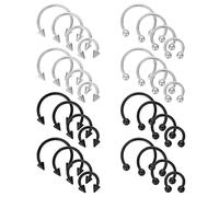 Yolev 32 Pezzi Septum Piercing Acciaio Chirurgico Anelli a Ferro di Cavallo 16G Varie Dimensioni Setto Nasale Orecchini a Cerchio a Ferro di Cavallo Sopracciglia Nostril Piercing Naso Donna Uomo