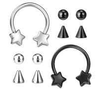 Yolev 4 anelli per naso a ferro di cavallo, 16 g, in acciaio chirurgico, per setto nasale, piercing per sopracciglio, labbra, palle, punte, serpente, morso, cartilagine, orecchini a cerchio