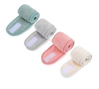 Yolev 4 fasce per capelli regolabili per la cura della pelle, da donna, in cotone, con nastro magico, 4 colori, per lavare il viso e il trucco da donna
