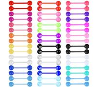 Yolev 48 piercing per lingua da 14 g che si illuminano al buio, in acrilico, per donne e uomini, colore caramella, flessibili, per donne e uomini