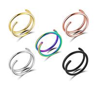 Yolev 5 Pezzi Doppio Anello al Naso per Piercing Singolo per Singolo Trafitto in Acciaio Inox Naso Trafitto del Cerchio Naso Piercing Gioielli Ragazza Twist Spirale Anello al Naso del Cerchio