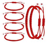 Yolev 6 Pezzi Braccialetto Rosso Bracelet Intrecciato con Corda Rossa Regolabile Braccialetto con Amuleto Fortunato Annodato Braccialetto di Coppia Dell'amicizia