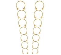 Yolev 7 paia di anelli per setto nasale a ferro di cavallo, in acciaio chirurgico 16 G, diametro interno 6/7/8/9/10/12/14 mm, gioielli per setto nasale, naso, cartilagine, labbro (oro)