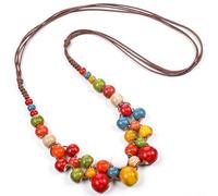Yolev Collana con perline in ceramica per le donne collana colorata per le donne collana alla moda con perline rotonde Y2K gioielli hippie bohémien per le donne abbigliamento casual gioielli regalo