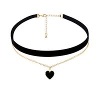 Yolev Collana Donna Girocollo in Velluto Nero Collana Gotica con Cuore in Velluto Collare Classico Collarino Regolabile a Strati Gioielli Chocker per Ragazze Choker Nero Donna