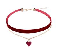 Yolev Collana Donna Girocollo in Velluto Rosso Collana Gotica con Cuore in Velluto Collare Classico Collarino Regolabile a Strati Gioielli Chocker per Ragazze Choker Rosso Donna