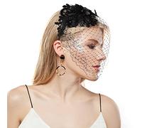 Yolev Fascinators Cappello Velo Vintage Fascinator Mesh Lace Fascia Tea Party Copricapo con Velo Cocktail Tea Party Copricapo per Ragazze e Donne (Nero)