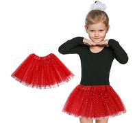 Yolev Gonna tutù per Ragazze in Tulle Gonna tutù per Bambini retrò Anni '80 Costume per Feste di Natale di Halloween (Rosso)