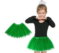 Yolev Gonna tutù per Ragazze in Tulle Gonna tutù per Bambini retrò Anni '80 Costume per Feste di Natale di Halloween (Verde)