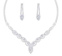 Yolev Parure Gioielli Donna da Sposa Set di Orecchini Punto Luce da Collana con Strass da Sposa Set di Gioielli da Ballo Set di Gioielli Sposa da Festa Bigiotteria Donna e Ragazze