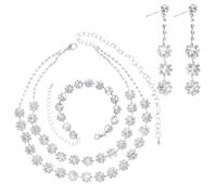 Yolev Set di gioielli in argento per le donne con collana e bracciale con strass Set di gioielli da sposa formali in cristallo per matrimoni, damigelle d'onore, costume da ballo di fine anno