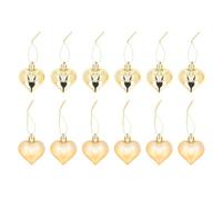 YolieraArt 12 pezzi Heart Christmas Tree Ornaments, Christmas Heart Electroplated Balls, Party Wedding Home Decor Ornaments, Plastic Material, Romantic Hanging Decor, Ideal for Festiva (Gold)