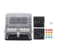 YolieraArt 6 Way Fusing Box with LED Indicator, DC12V and 24V, Maximum DC32V, Fire resistive PBT, Water Proof Cover, Negative Busbar, forCar Truck Boat RV Trailer