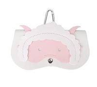 YolieraArt Glasses Bag, Cute Little Goat Pattern Leather Storage Pouch, 6.1 x 3.5in Portable Case, Hook Design for Home Travel (Bianca)