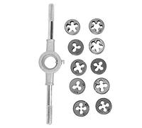 YolieraArt Set di 11 fustelle a vite, kit di utensili per il taglio del filo in acciaio per cuscinetti con chiave per l'elaborazione manuale della filettatura, M6 a M12 Kit di rubinetti e matrici per