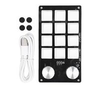 YolieraArt Tastiera meccanica a 12 tasti a 2 manopole, console industriale personalizzata, interruttore rosso USB cablato, tastiera macro programmabile, supporta la programmazione della tastiera, 2