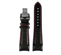 YOLIONU Cinturino per orologio in pelle con interfaccia curva per Mido Multifort M025.627/M025.407 M005.430(Black red line-black,23mm)