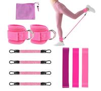 Yolispa Cavigliere Cavi Palestra, 10 Pezzi Set di Cinghie per Caviglia con Doppio D Anello e Fascia Elastica, Palestra Cavigliera Regolabile, per Tonificare i Glutei e i Muscoli delle Gambe