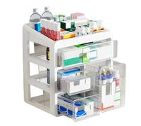 Yolispa Conservazione dei farmaci, organizer per medicinali a 4 piani, contenitori per medicinali, porta medicine da casa custodia per il primo soccorso, contenitore per ufficio domestico